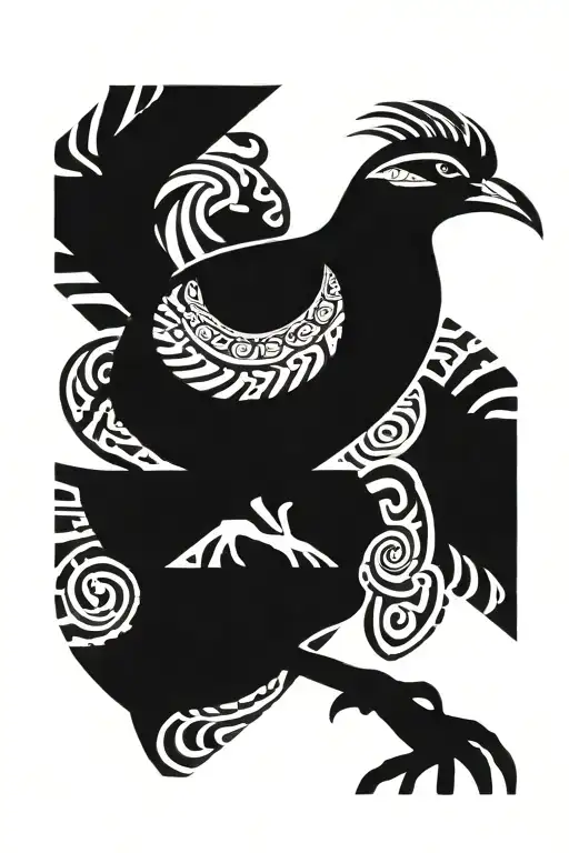 a kiwi bird with tribal patterns tattoo design idea