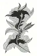 silver fern patterns surrounding tattoo design idea