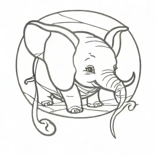 dumbo floating in glass tattoo design idea