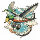 ducks and airplanes flying tattoo design idea