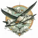 ducks and airplanes flying tattoo design idea