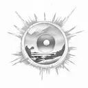 sunset at beach  tattoo design idea