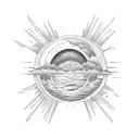 sunset at beach  tattoo design idea