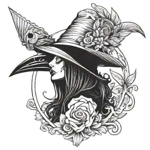 Goddess Nyx with a plague doctor tattoo design idea
