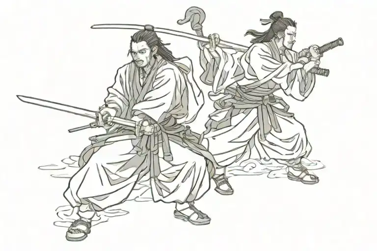 black miyamoto musashi tattoo design idea