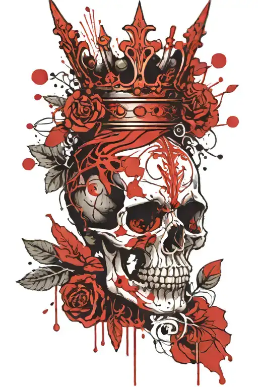 Crown aries skull tattoo design idea