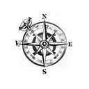 compass and anchor for inner bicep tattoo design idea