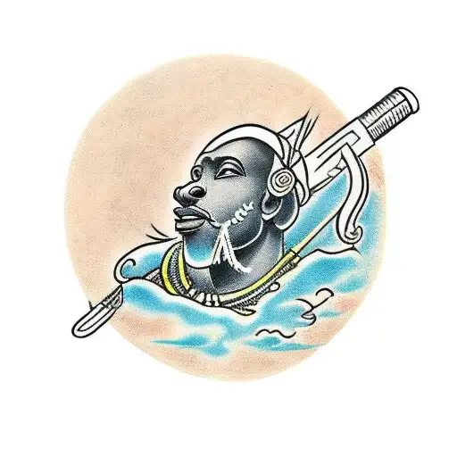 east African male god tattoo design idea