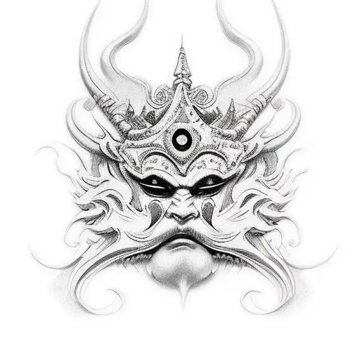 samuria mask tattoo design idea