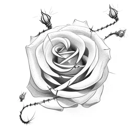 barbed wire roses tattoo design idea