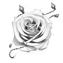 barbed wire roses tattoo design idea