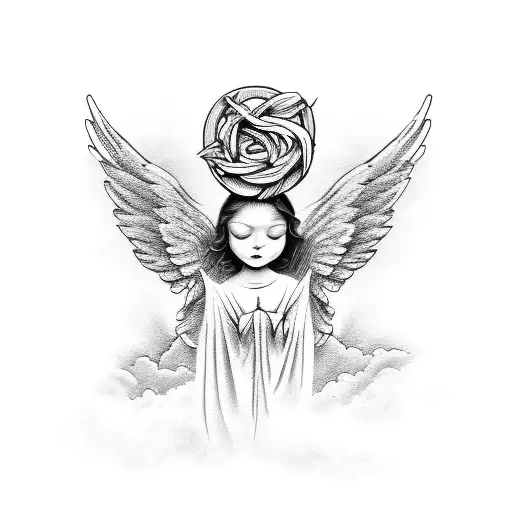 angel with clouds and doves  tattoo design idea