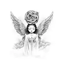 angel with clouds and doves  tattoo design idea