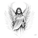 angel with clouds and doves  tattoo design idea