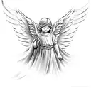 angel with clouds and doves  tattoo design idea
