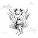angel with clouds and doves  tattoo design idea