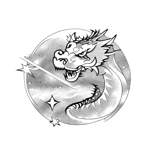 dragon and tiger in space tattoo design idea