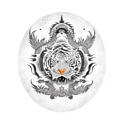 dragon and tiger in space tattoo design idea