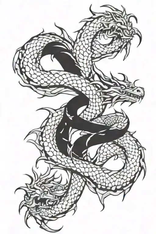 dragon and double helix intertwined tattoo design idea