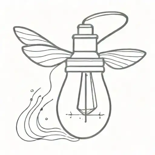 firefly insect with lightbulb containing firework tattoo design idea