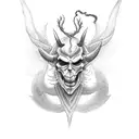 devil tail that spells out Stephanie and has a devils pitchfork tattoo design idea