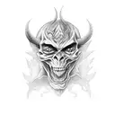 devil tail that spells out Stephanie and has a devils pitchfork tattoo design idea