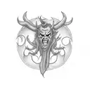 devil tail that spells out Stephanie and has a devils pitchfork tattoo design idea