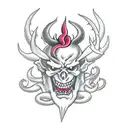 devil tail that spells out Stephanie and has a devils pitchfork tattoo design idea