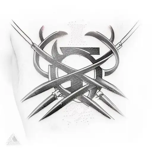 A sports-themed sleeve tattoo featuring iconic symbols of the client's favorite teams, intertwined with elements of dark humor tattoo design idea