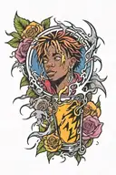 lightning and 999 juice wrld tattoo design idea
