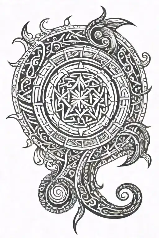 Tribal shoulder design + J + 7 + Gemini zodiac sign tattoo design idea