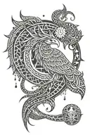Tribal shoulder design + J + 7 + Gemini zodiac sign tattoo design idea