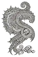 Tribal shoulder design + J + 7 + Gemini zodiac sign tattoo design idea