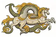 snake strangling horse jumping tattoo design idea