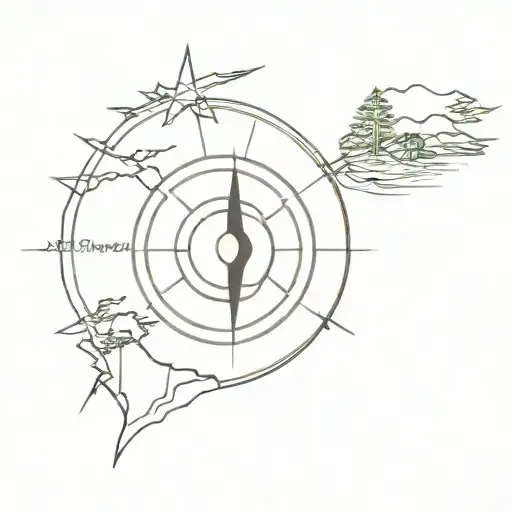 compass, Lebanon map with cedar tree tattoo design idea