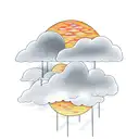 storm clouds with lightning and the sun in the background tattoo design idea