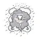 storm clouds with lightning and the sun in the background tattoo design idea