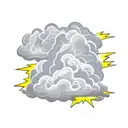 storm clouds with lightning and the sun in the background tattoo design idea