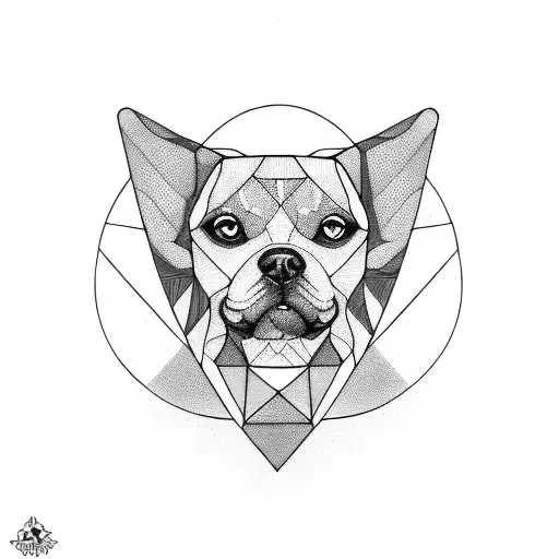 A geometric design incorporating dog bones tattoo design idea