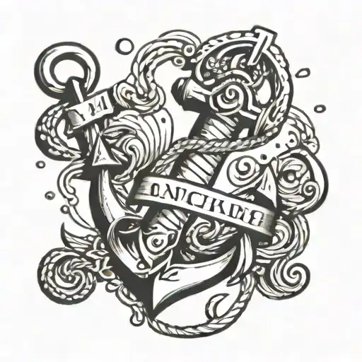 Anchor made of letters m and i tattoo design idea