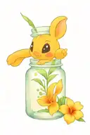 Scrumps from lilo & stitch surrounded by Hawaiian flowers tattoo design idea