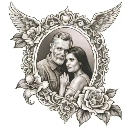dad daughter memorial piece tattoo design idea