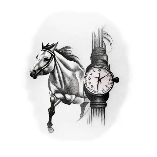 tattoo that fully covers left arm, horse shoes, an hour-glass thats running out of time( tattoo design idea