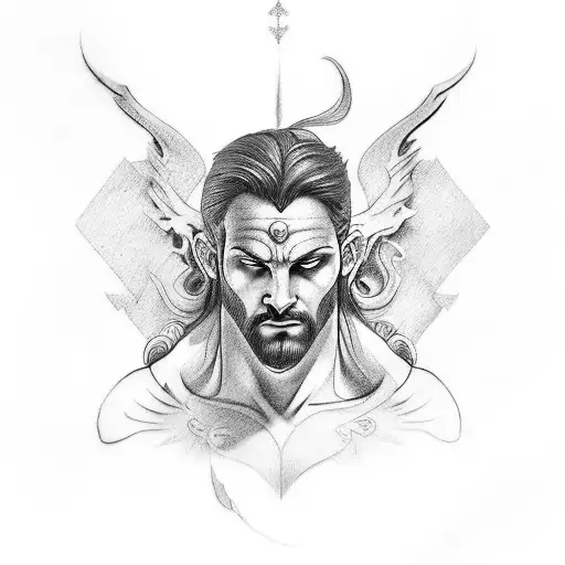 tatoo of a greek god who wants to evade from this world to anotger because he doesn't fit in tattoo design idea