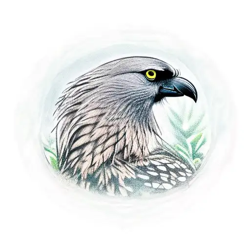 A wise crow in fetal position in submission for the might of nature tattoo design idea