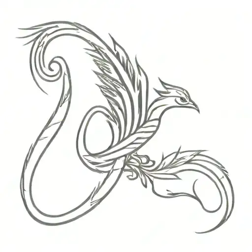 ancient runes and phoenix tattoo design idea