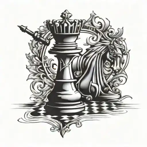  king chess piece field artillery tattoo design idea