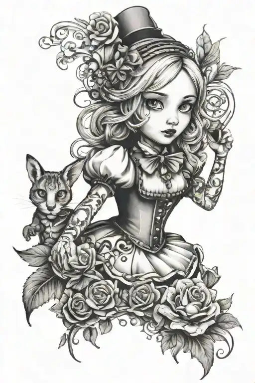 alice wonderland sleeve tattoo tattoo design idea
