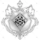 royal shield with scratch marks tattoo design idea