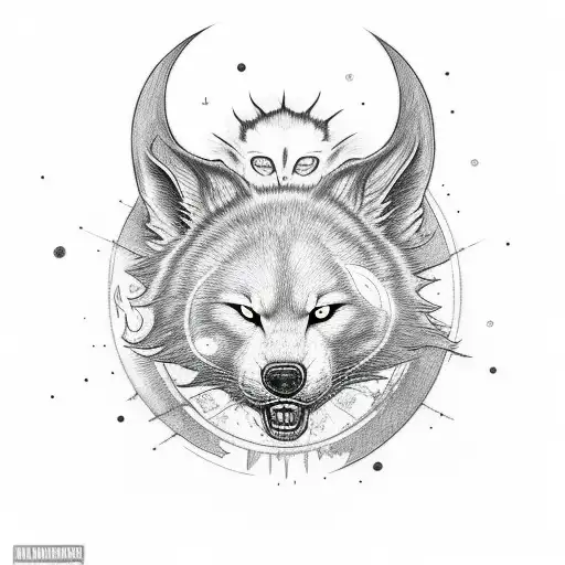 hati and skoll for both arms, everyone chasing the sun and the moon tattoo design idea